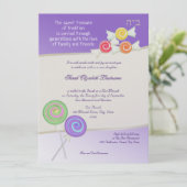 Süßigkeiten Bat Mitzvah Trauben Einladung (Stehend Vorderseite)