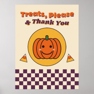 Süßigkeiten, Bitte & Danke Retro-Halloween-Plakat Poster