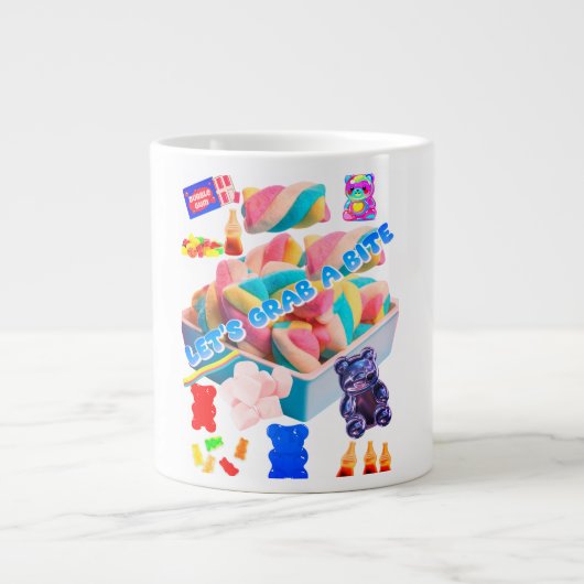 Süßigkeiten-Collage Jumbo-Tasse (Vorderseite)
