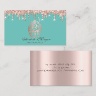 Süßigkeiten Cupcake Rose Gold Tropfen Mintgrün Bäc Visitenkarte