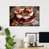 Süßigkeiten - Cupcake - Rotsamt-Kuchen Poster (Heimbüro)