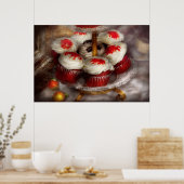Süßigkeiten - Cupcake - Rotsamt-Kuchen Poster (Küche)