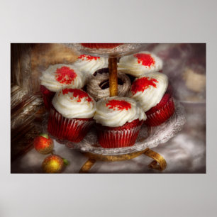 Süßigkeiten - Cupcake - Rotsamt-Kuchen Poster