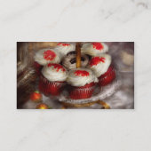Süßigkeiten - Cupcake - Rotsamt-Kuchen Visitenkarte (Rückseite)