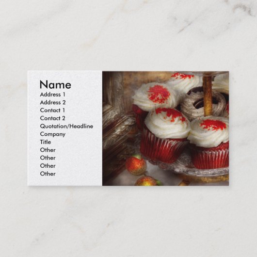 Süßigkeiten - Cupcake - Rotsamt-Kuchen Visitenkarte (Vorderseite)
