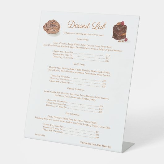 Süßigkeiten der Bäckerei Brownie Cookie Preis Menü Sockelschild (Vorderseite)