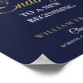 Süßigkeiten der Navy Blue and Gold Graduation Part Poster (Ecke)