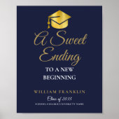 Süßigkeiten der Navy Blue and Gold Graduation Part Poster (Vorne)