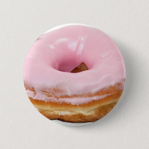 Süßigkeiten Dessert Essen Rosa Glasierter Donut Button