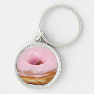 Süßigkeiten Dessert Essen Rosa Glasierter Donut Schlüsselanhänger