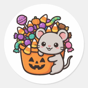 Süßigkeiten-Eimer-Maus Halloween-Klassiker-Rundauf Runder Aufkleber