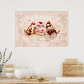 Süßigkeiten - Eiscreme - Bananenspaltung Poster (Küche)