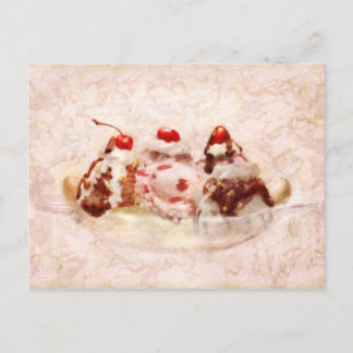 Süßigkeiten - Eiscreme - Bananenspaltung Postkarte