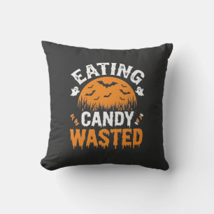 Süßigkeiten essen verschwendetes Halloween-Design_ Kissen