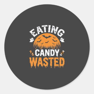 Süßigkeiten Essen Verschwendetes Halloween-Design_ Runder Aufkleber