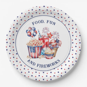 Süßigkeiten & Feuerwerkskörper Patriotic 4. Juli P Pappteller