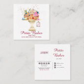 Süßigkeiten für die Konditorei für Wasserfarbgebäc Quadratische Visitenkarte (Vorne/Hinten)