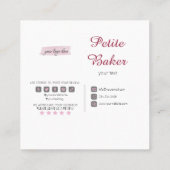 Süßigkeiten für die Konditorei für Wasserfarbgebäc Quadratische Visitenkarte (Rückseite)