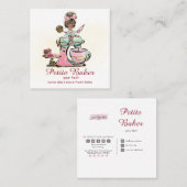 Süßigkeiten für die Konditorei für Wasserfarbgebäc Quadratische Visitenkarte (Vorne/Hinten)