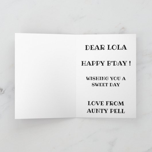 Süßigkeiten Geburtstagskarte Karte (Innenseite)