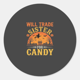 Süßigkeiten Halloween Schwester Handel Design_1 Runder Aufkleber