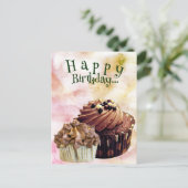 Süßigkeiten Happy Birthday Cupcakes| Postkarte (Stehend Vorderseite)