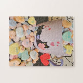 Süßigkeiten-Herzen mit Katzen-Puzzle Puzzle (Horizontal)