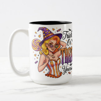 Süßigkeiten-Hexe 'Trick or Treat Yourself' Zweifarbige Tasse