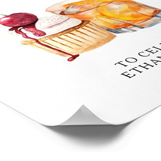 Süßigkeiten Hochzeit Cocktail & Cupcake Poster (Ecke)