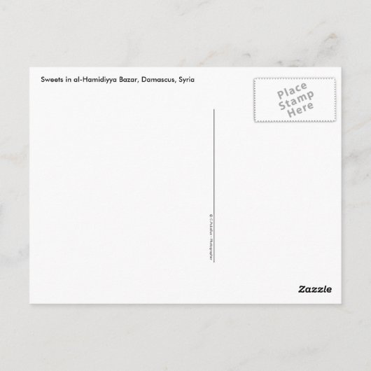 Süßigkeiten in Bazaar - Damaskus, Syrien Postkarte (Rückseite)