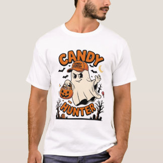 Süßigkeiten-Jäger Halloween-Geist-Kürbis-Eimer_1 T-Shirt
