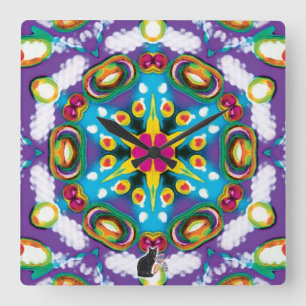 Süßigkeiten-Kaleidoskop Quadratische Wanduhr
