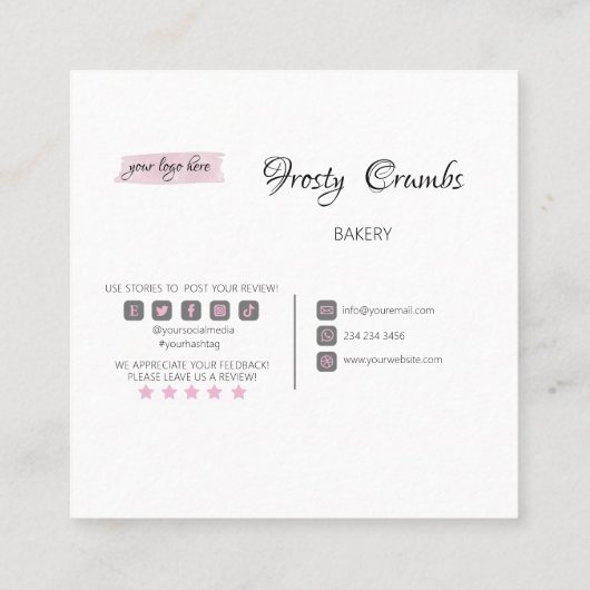 Süßigkeiten Konditorei Gebäck Gebäck Quadratische Visitenkarte (Rückseite)