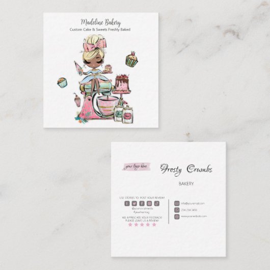 Süßigkeiten Konditorei Gebäck Gebäck Quadratische Visitenkarte (Vorne/Hinten)
