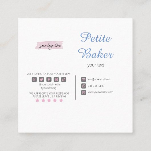 Süßigkeiten Konditorei Gebäck Gebäck Quadratische Visitenkarte (Rückseite)