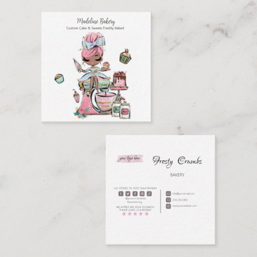Süßigkeiten Konditorei Gebäck Gebäck Quadratische Visitenkarte (Vorne/Hinten)