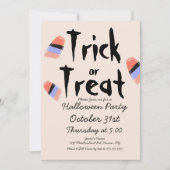 Süßigkeiten-Kostüm-Skizze zum Trick or Treat Einladung (Vorderseite)