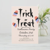 Süßigkeiten-Kostüm-Skizze zum Trick or Treat Einladung (Stehend Vorderseite)