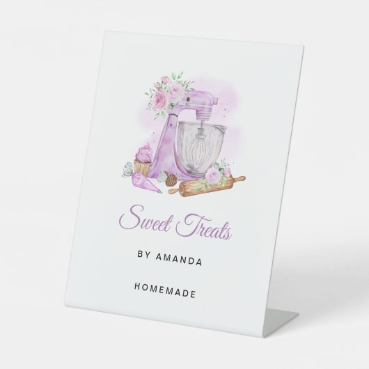 Süßigkeiten Leckereien Lila Bäckerei Sockelschild (Vorderseite)