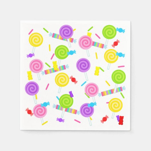 Süßigkeiten Leckereien und Lollipops Papier Napkin Serviette (Vorderseite)
