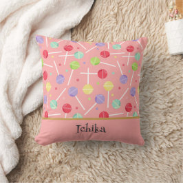 Süßigkeiten-Lutscher-Muster Rosa Kissen