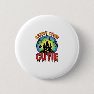 Süßigkeiten-Mais-Schatz Vintage-Halloween-Burg-Des Button