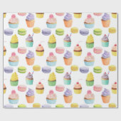Süßigkeiten-Muster Cupcakes und Macaros Geschenkpapier (Flach)