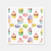 Süßigkeiten-Muster Cupcakes und Macaros Serviette (Vorderseite)