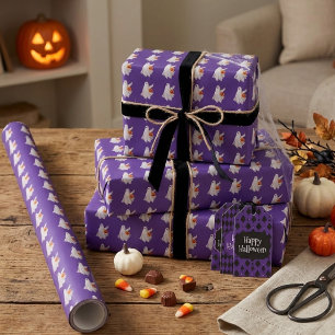 Süßigkeiten oder Saures Geist mit Kürbis-Candy-Eim Geschenkpapier
