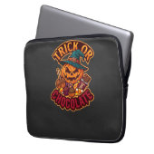Süßigkeiten oder Saures Halloween-Kürbis-Hexenhut- Laptopschutzhülle (Vorderseite Links)