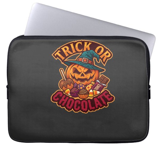 Süßigkeiten oder Saures Halloween-Kürbis-Hexenhut- Laptopschutzhülle (Vorderseite)