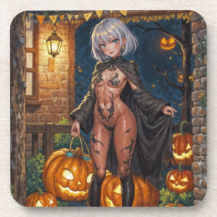 Süßigkeiten oder Saures, Mutiges Halloween-Kostümm Getränkeuntersetzer
