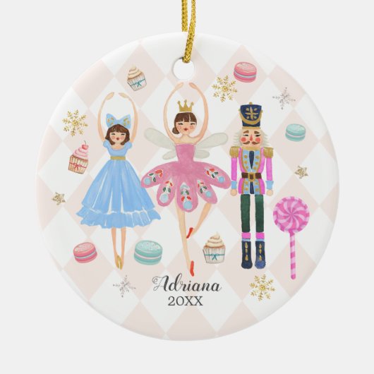 Süßigkeiten Personalisiert Nutcracker Macaroon Keramik Ornament (Vorne)