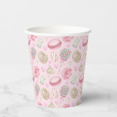 Süßigkeiten Pink-Aquarellmuster Pappbecher (Vorderseite)